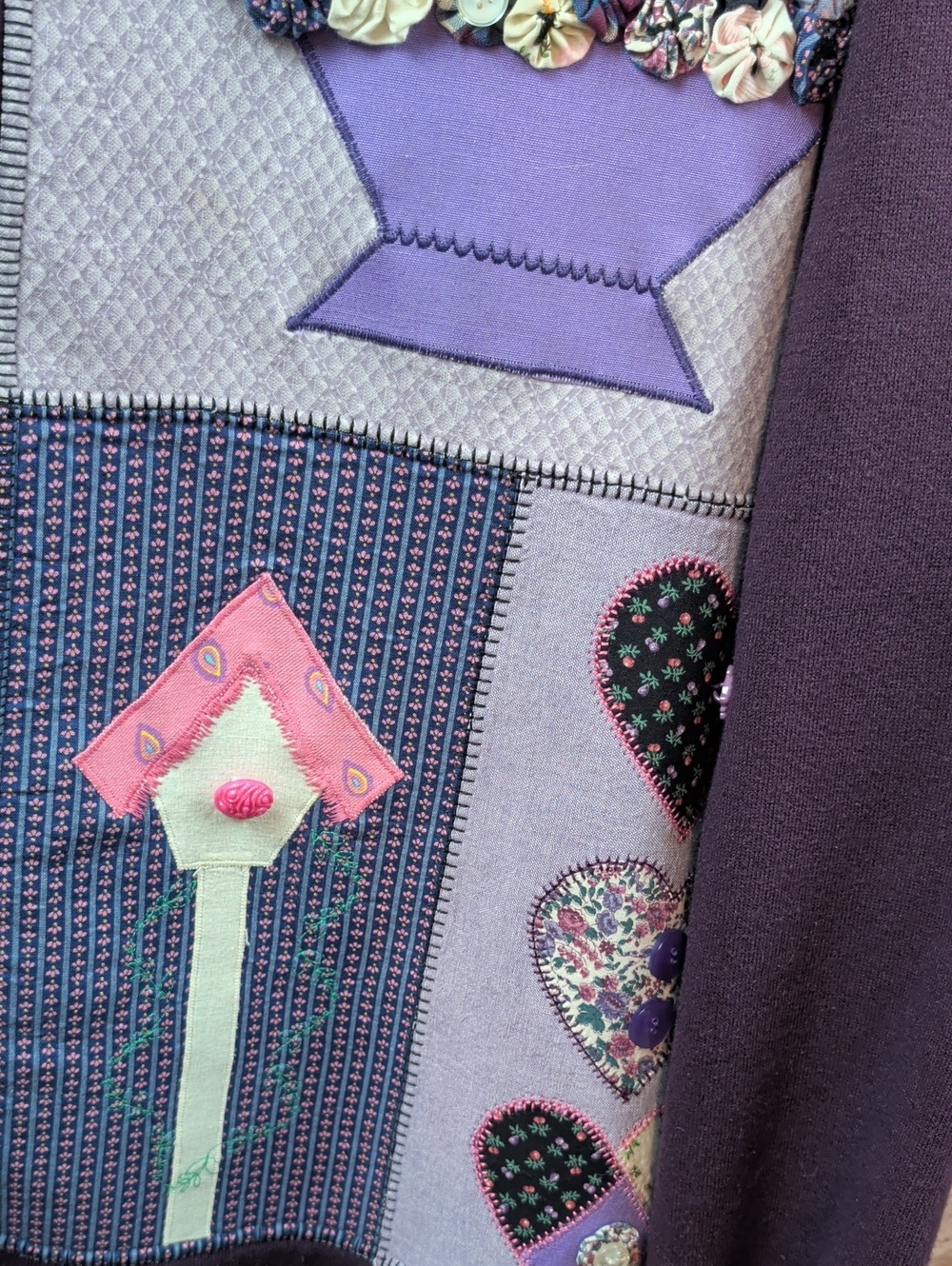 Jerzees XL Cardigan in Plum With Patch Work XL Like new - Picture 5 of 8